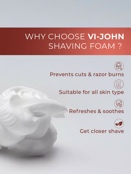 VI-JOHN Original Dermatologically Tested Special Moisturising Formula Shaving Foam with Vitamin E & Tea Tree Oil