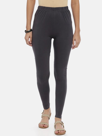 Souchii Grey Solid Slim-Fit Ankle-Length Leggings