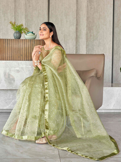 Tikhi Imli Sequinned Organza Saree