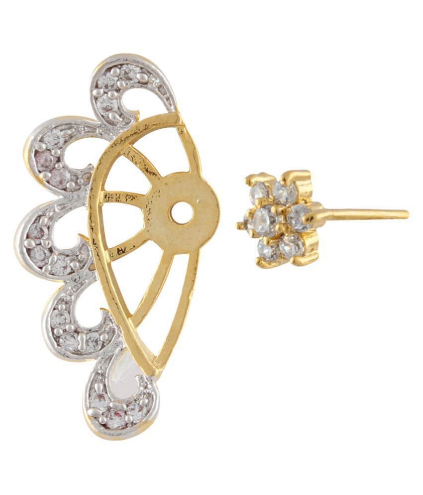 Gold-Polished Alloy American Diamond Small Earrcuff - The Pari