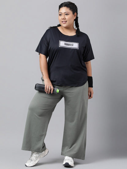 MKH Plus Size Typography Printed Relaxed Fit Dri-FIT T-shirt