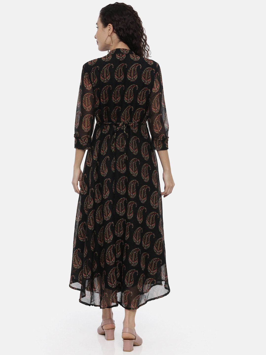 Souchii Women Black Printed A-Line Dress