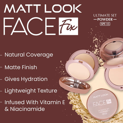 Matt Look Face Fix Ultimate Set Compact Powder - Rose Beige