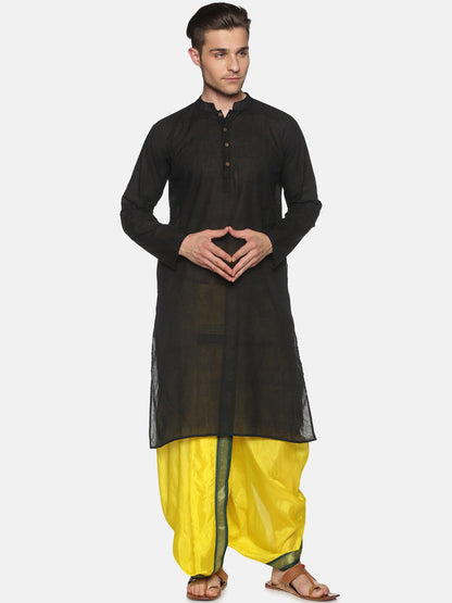 Sethukrishna Men Yellow & Green Solid Readymade Dhoti Pant