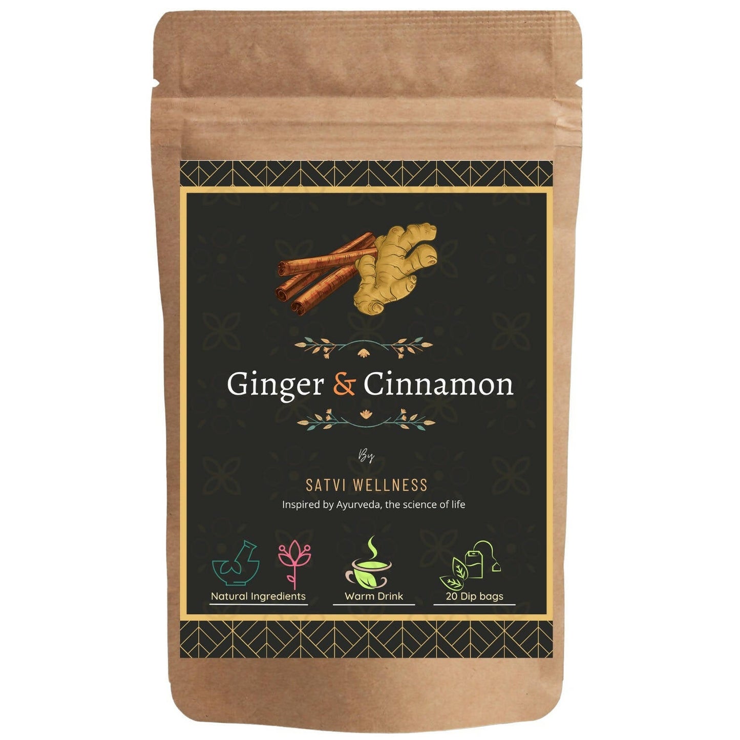 Satvi Wellness Ginger Cinnamon Tea | Herbal Tea