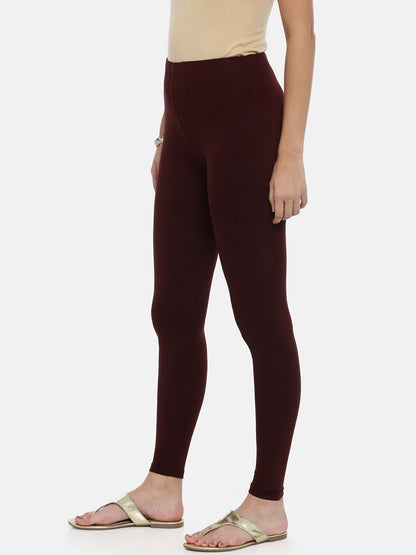Souchii Brown Solid Slim-Fit Ankle-Length Leggings