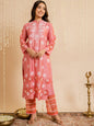 HOUSE OF KARI Ethnic Motifs Embroidered Chikankari Straight Chanderi Silk Kurta