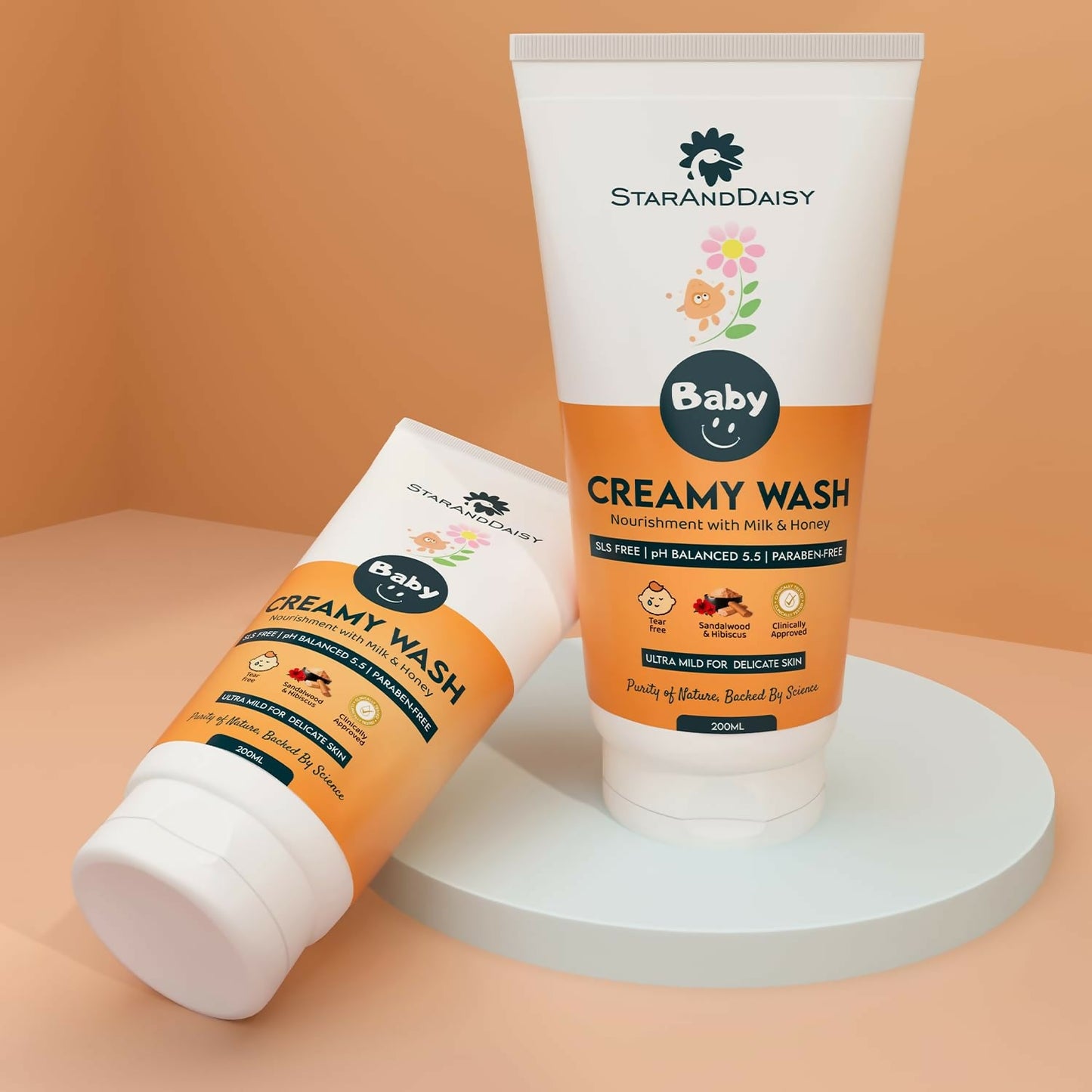 StarAndDaisy Baby Creamy Wash with Real Milk & Oats, SLS Free & Paraben free with pH 5.5, Ultra Mild