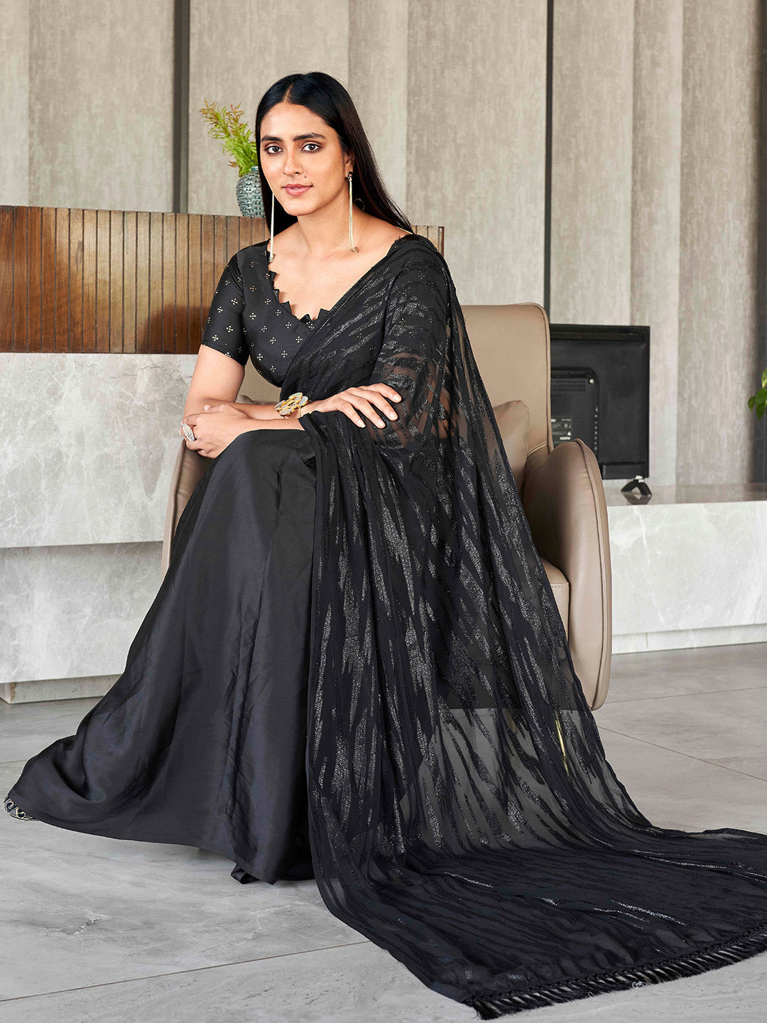 Tikhi Imli Woven Design Satin Ready to Wear Saree