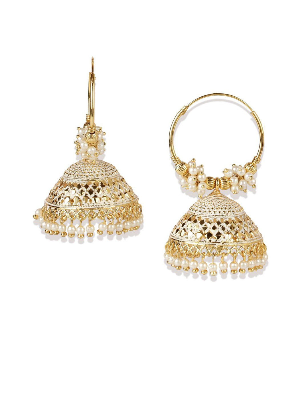 Gold-Polished Alloy Hoop And Jhumki Earrings - The Pari