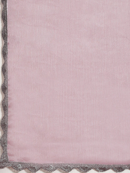 Tikhi Imli Pink Solid Embellished Border Saree