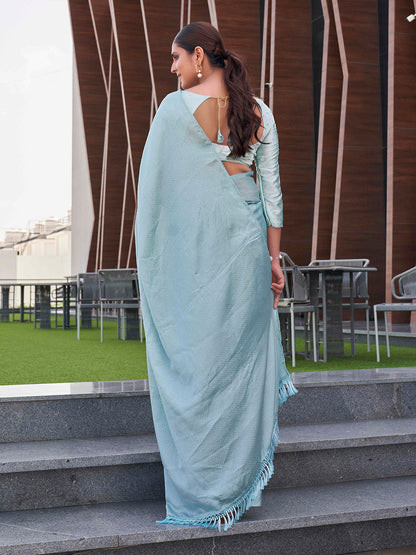 Tikhi Imli Geometric Printed Saree With Tassels