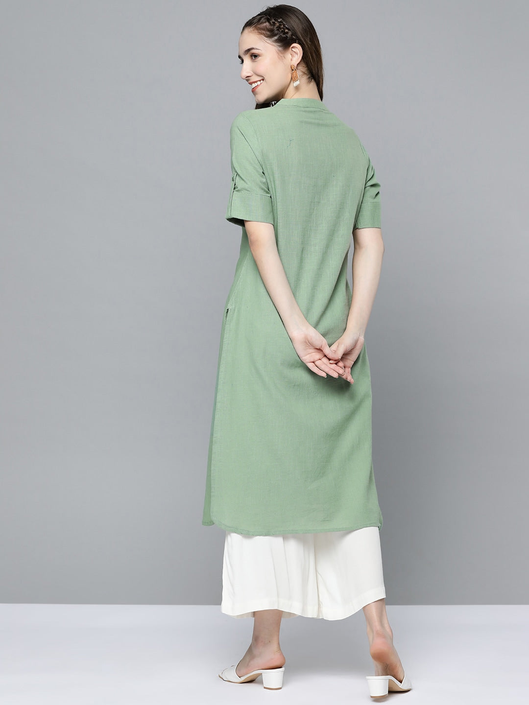 HERE&NOW Women Mint Green Pakistani Style Kurta
