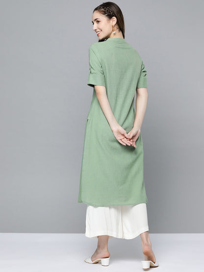 HERE&NOW Women Mint Green Pakistani Style Kurta