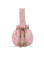 Masq Pink and Gold-Toned Embroidered Potli Clutch