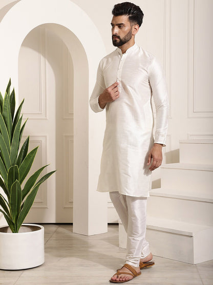 Sojanya Band Collar Straight Kurta & Churidar with Nehru jacket
