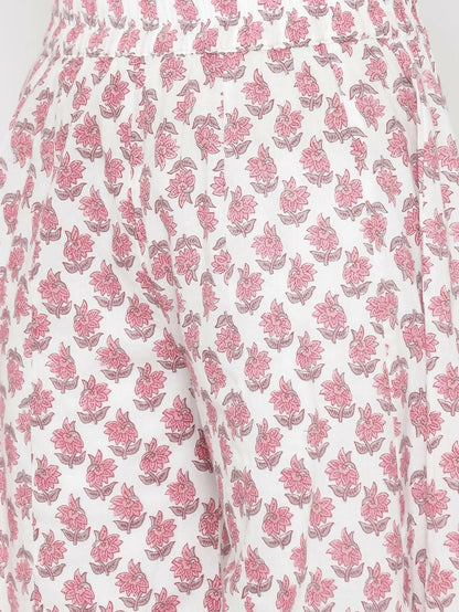 Miravan Women's Cotton Floral Print Straight Kurta And Palazzo Set