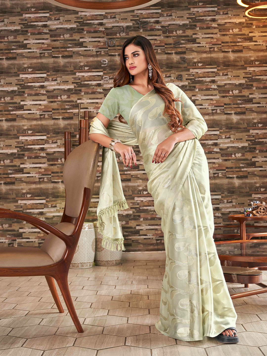Tikhi Imli Embellished Jacquard Satin Ready to Wear Saree