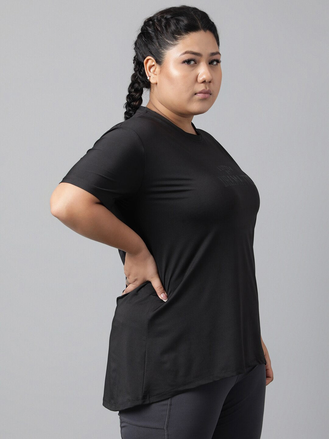 MKH Plus Size Relaxed Fit Typography Printed Dri-Fit Sports T-shirt