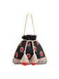 Masq Black & Red Embellished Embroidered Potli Clutch