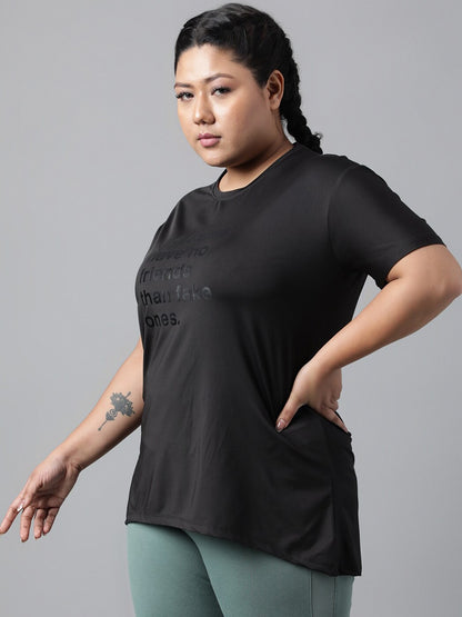 MKH Typography Printed Plus Size Drop Shoulder Sleeves Relaxed Fit Dri-FIT Sports T-shirt