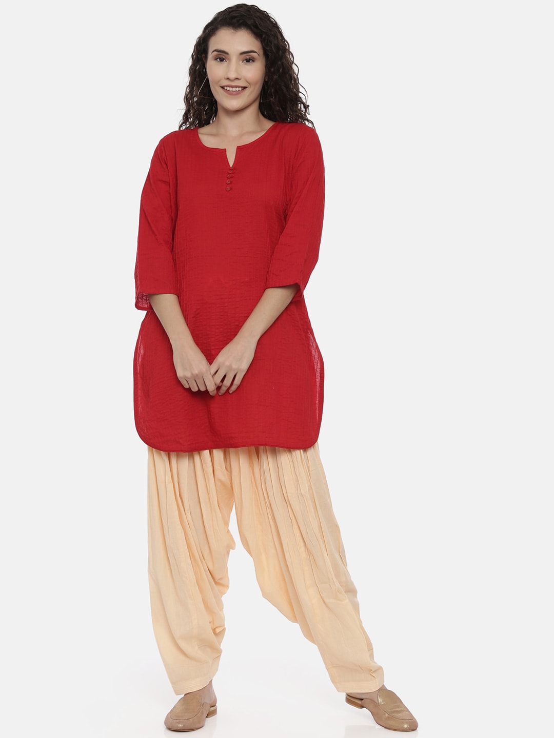 Souchii Beige Solid Regular-Fit High-Rise Patiala
