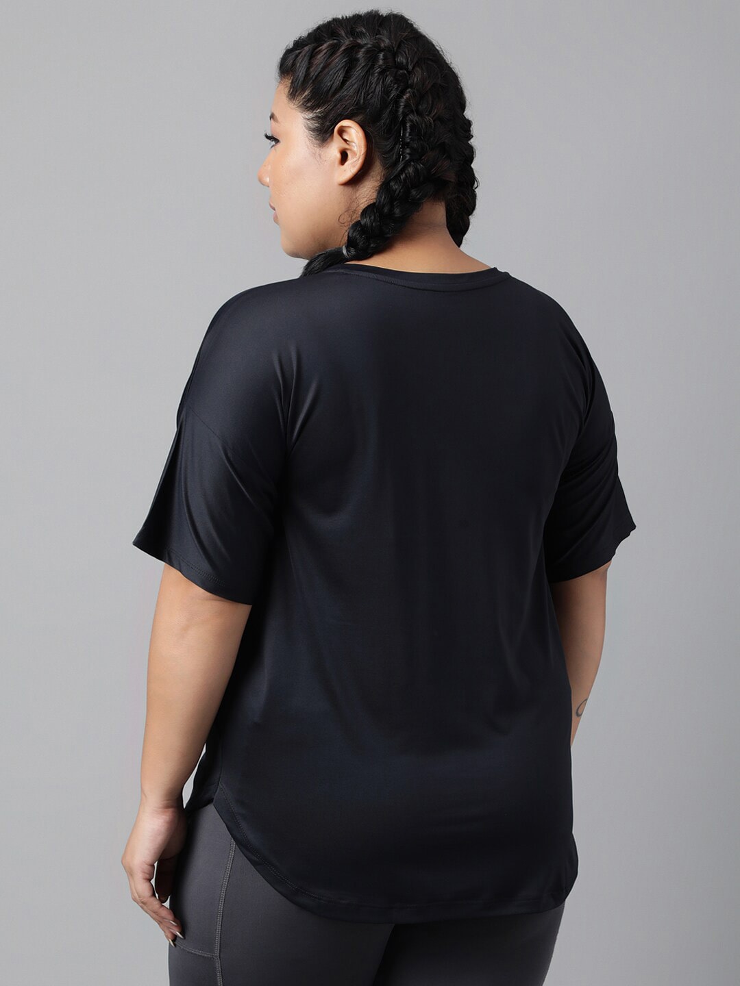 MKH Plus Size Typography Printed Drop Shoulder Sleeves Dri-FIT Relaxed Fit Sports T-shirt