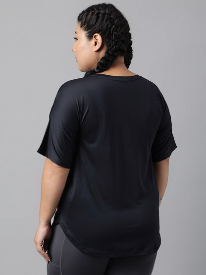 MKH Plus Size Typography Printed Drop Shoulder Sleeves Dri-FIT Relaxed Fit Sports T-shirt