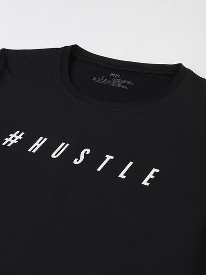MKH Women Black Typography Printed Dri-FIT Sports T-shirt