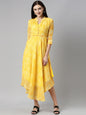 Souchii Yellow Floral Chiffon Midi Dress