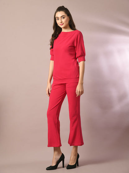 Myshka Women's Pink Solid Party Parallel Trousers