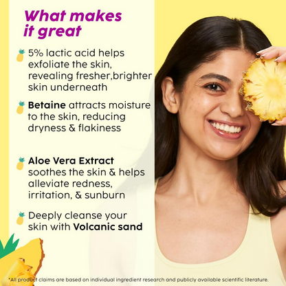 PLIX The Plant Fix Pineapple 5% Lactic Acid Body Wash Exfoliates Dry, Rough & Strawberry Skin