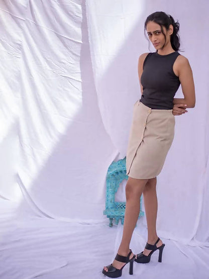 Diva Globe Beige Women Overlap skirt