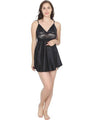 Ruhani HLSC Poly Satin Black Short Nighty Fits Bust (Ruhani-NT-04-FS)