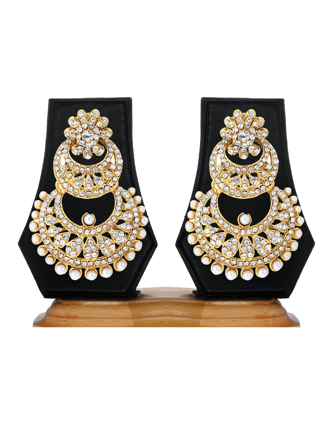 Gold-Polished Alloy Traditional Look Pearl Studded Earrings - The Pari
