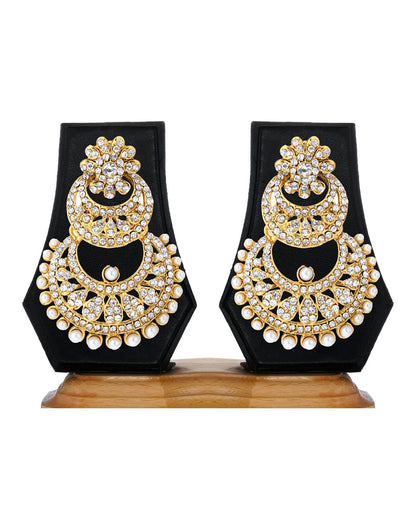 Gold-Polished Alloy Traditional Look Pearl Studded Earrings - The Pari