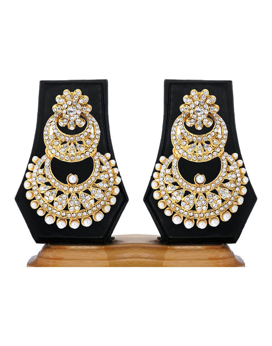 Gold-Polished Alloy Traditional Look Pearl Studded Earrings - The Pari