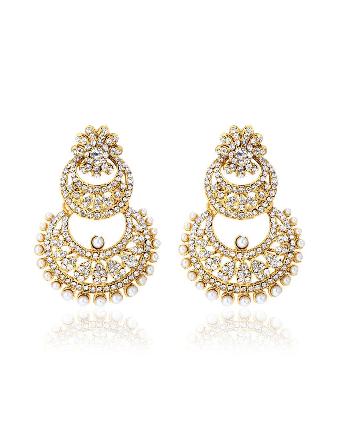 Gold-Polished Alloy Traditional Look Pearl Studded Earrings - The Pari