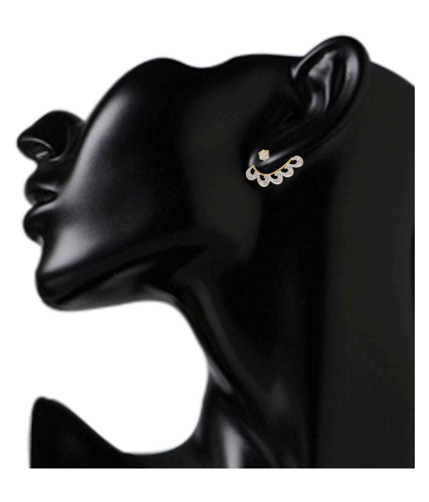 Gold-Polished Alloy American Diamond Small Earrcuff - The Pari