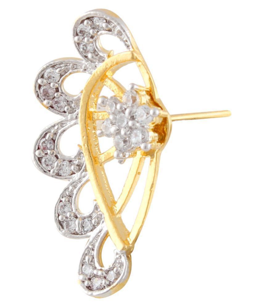 Gold-Polished Alloy American Diamond Small Earrcuff - The Pari