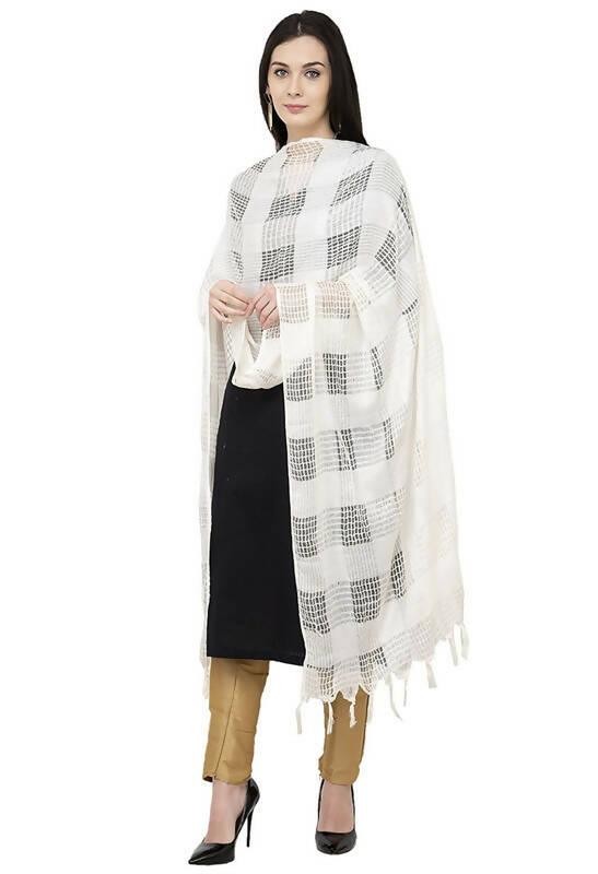 Mominos Fashion Moeza White Window Cotton Dupatta