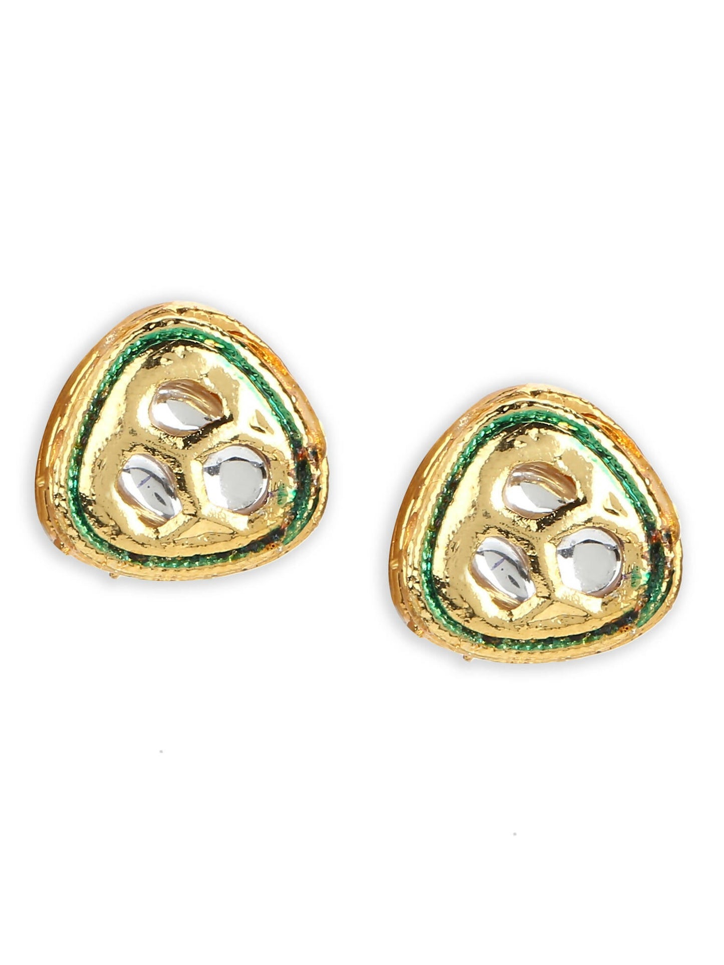 Gold-Toned Silver-Toned Contemporary Studs Earrings - Ruby Raang
