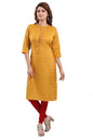 Snehal Creations Mustard Casual Cotton Printed Ladies Kurti