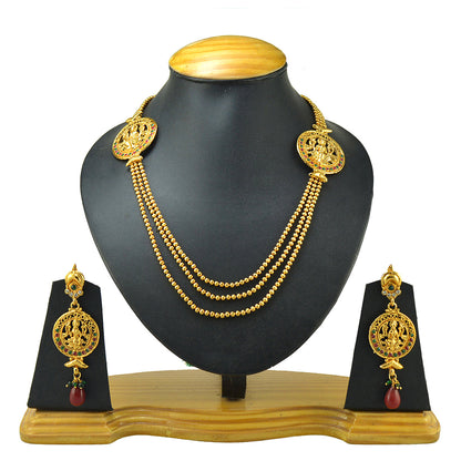 Gold-Polished Alloy Long Layered Goddess Necklace - The Pari