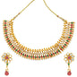 Gold-Polished Alloy Multi Stone Studded Choker Necklace Set - The Pari