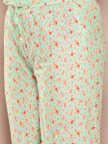 Sztori Plus Size Floral Printed Gotta Patti Pure Cotton Kurta with Sharara