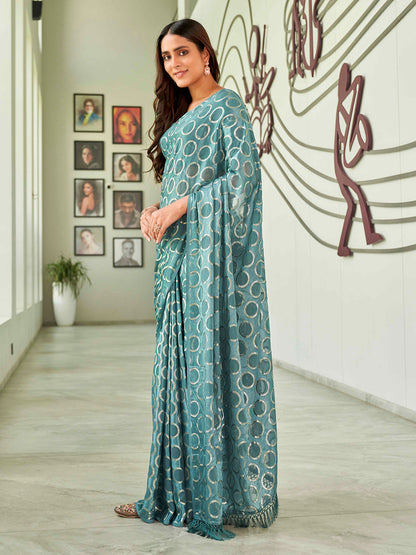 Tikhi Imli Geometric Woven Design Saree