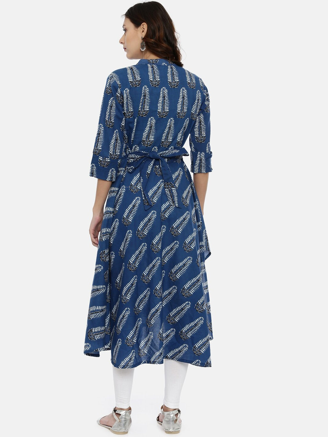 Souchii Navy Blue Printed A-Line Kurta