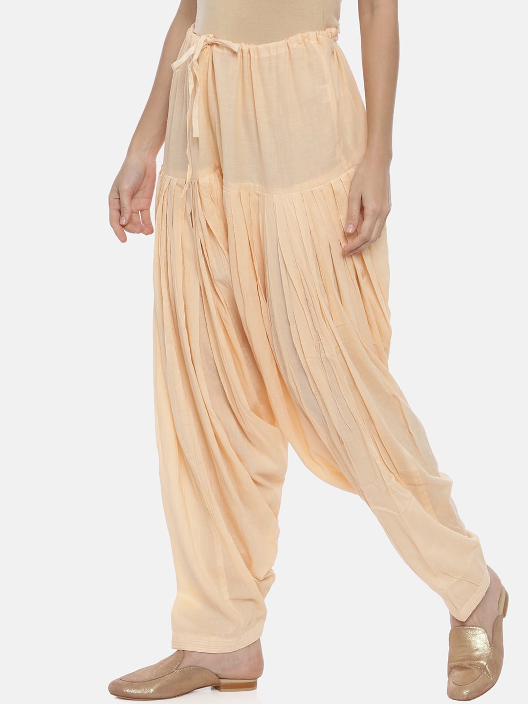 Souchii Beige Solid Regular-Fit High-Rise Patiala