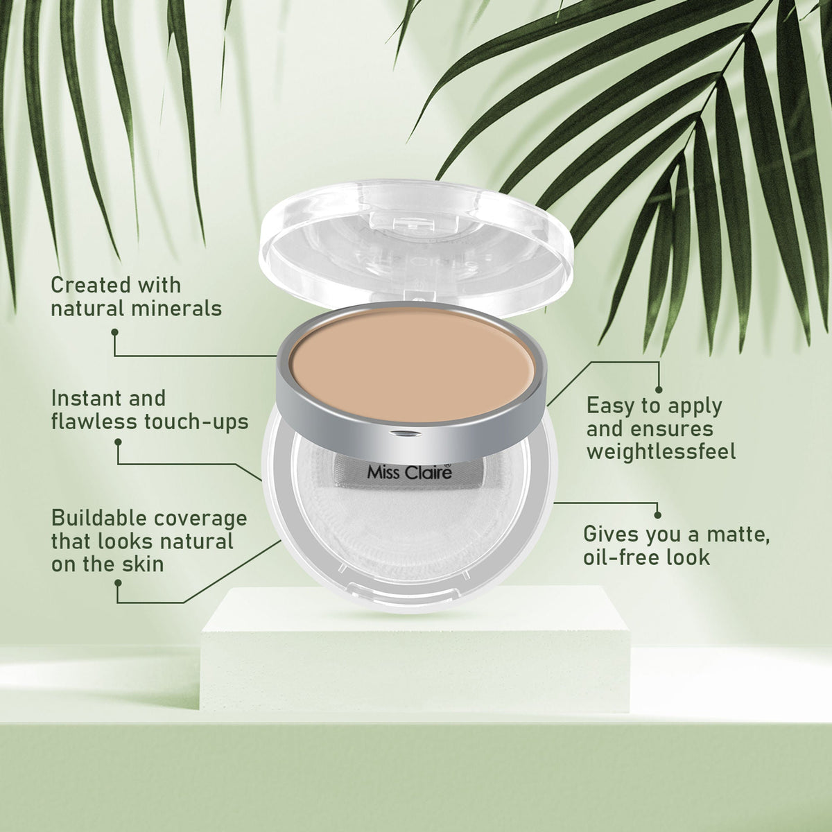 Miss Claire Natural Mineral Compact Powder - 21 Natural Beige